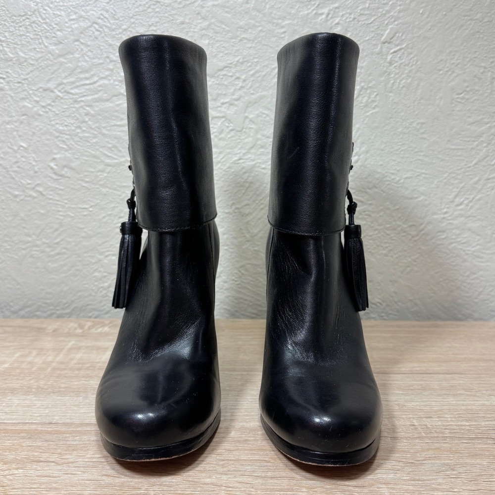 Coach Legra Heeled Boots 7 Tassel Foldover Leather Biker Club Streetwear Luxury - Picture 4 of 10